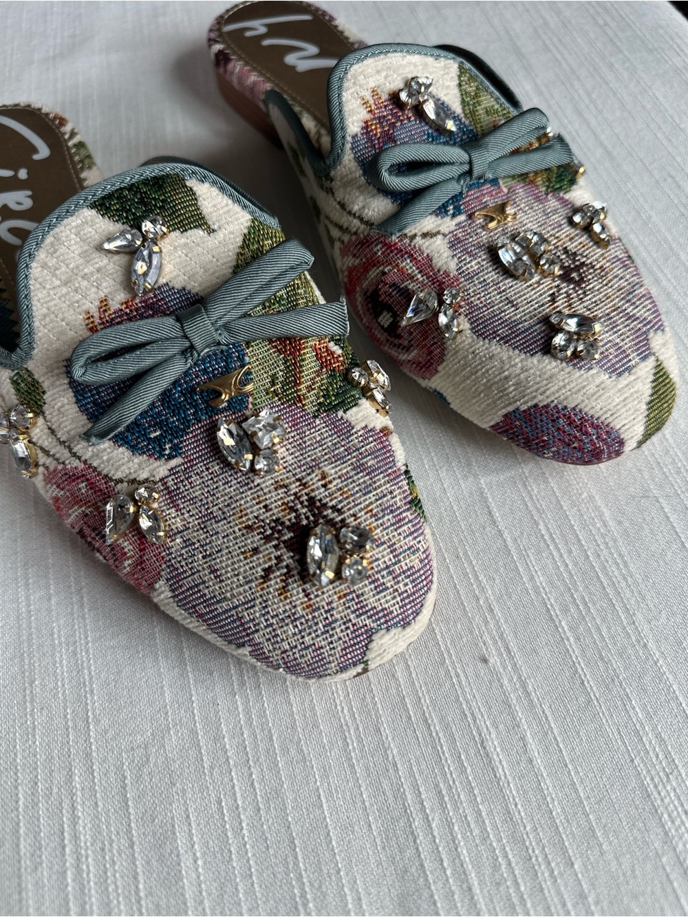 Circus NY by Sam Edelman Trish Floral Jewel Embellished Mules | 8  NWOB - Picture 2 of 7